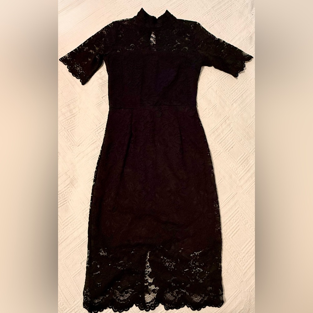 Dress - New York & Company lace - mock neck - size small - classic. Excellent - Picture 2 of 16